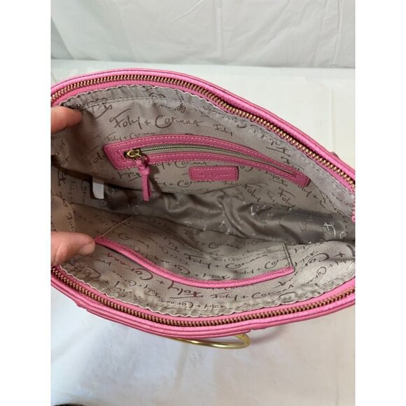 Foley & Corinna Rose Pink Faux Leather Limelight City Crescent Handbag - Picture 10 of 14